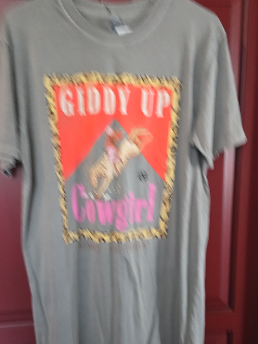Giddy Up Cowgirl Graphic Tee - Olive Green